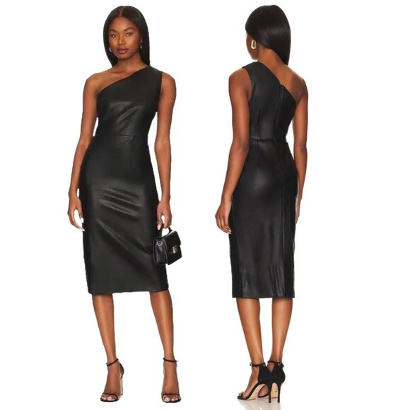 New Bardot Oriella Revolve Vegan Leather Dress in Black Size Small - Picture 5 of 16